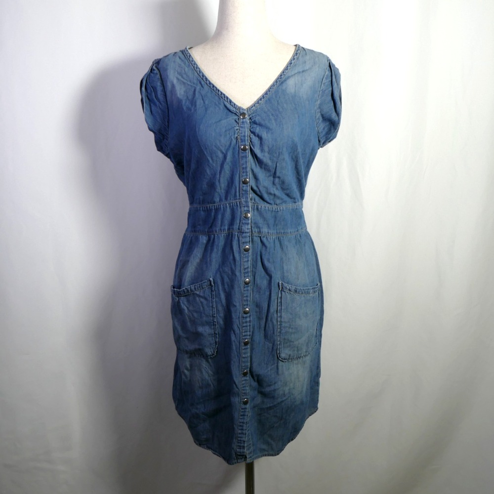 Jessica Simpson Country Denim Button Front Dress Size S Pockets Rodeo Concert